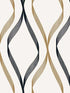 Wave Ogee wallpaper in metallic gold and ebony color - pattern number ET11806 - by Seabrook in the Etten Studios Geometrics collection
