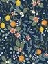 Citrus Grove Peel and Stick fabric in navy color - pattern number PSW1481RL - by Rifle Paper Co in the Rifle Paper Co Second Edition Peel and Stick Wallpaper collection