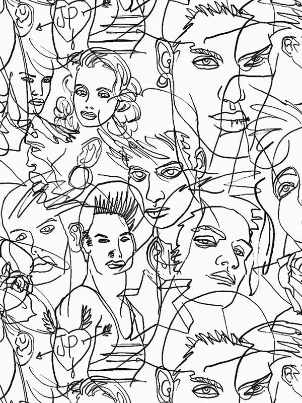 Croquis fabric in ecru noir color - pattern number WH 000013322 - by Scalamandre in the  collection