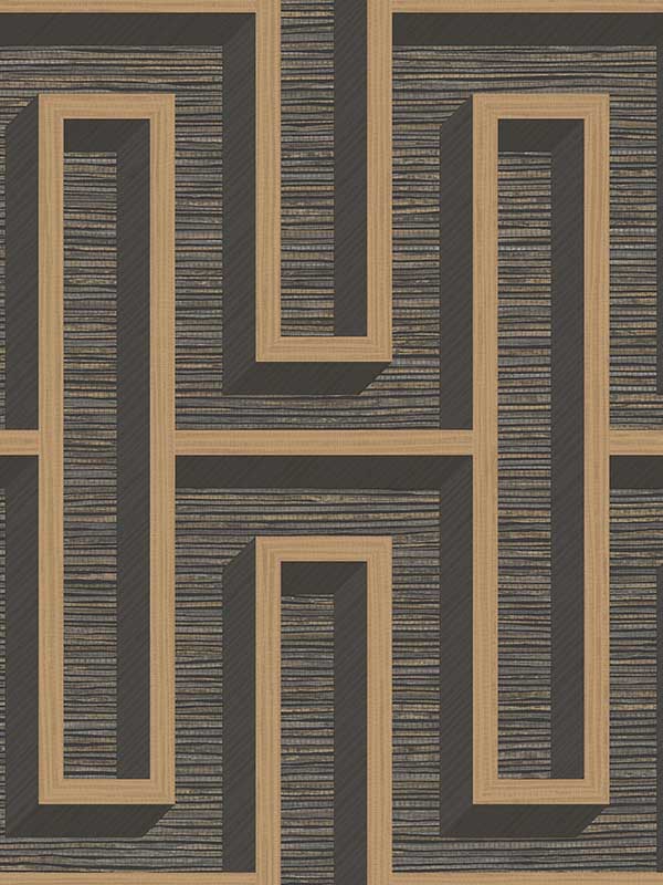 Henley Geometric Grasscloth fabric in black color - pattern number 4125-26722 - by Advantage in the Fusion by Advantage collection