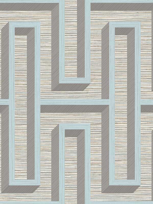 Henley Geometric Grasscloth fabric in light blue color - pattern number 4125-26724 - by Advantage in the Fusion by Advantage collection