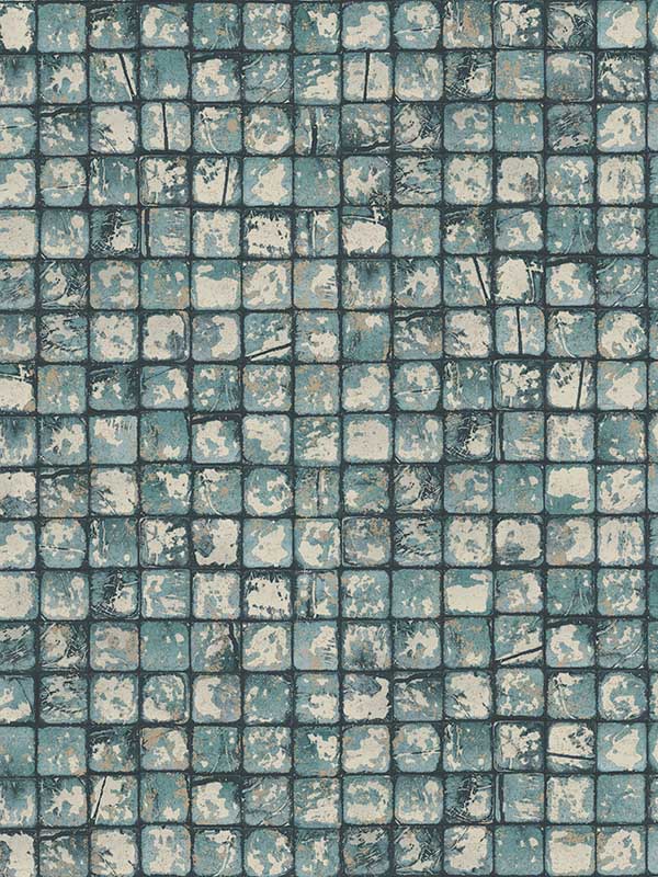 Kingsley Tiled wallpaper in blue color - pattern number 4125-26758 - by Advantage in the Fusion by Advantage collection