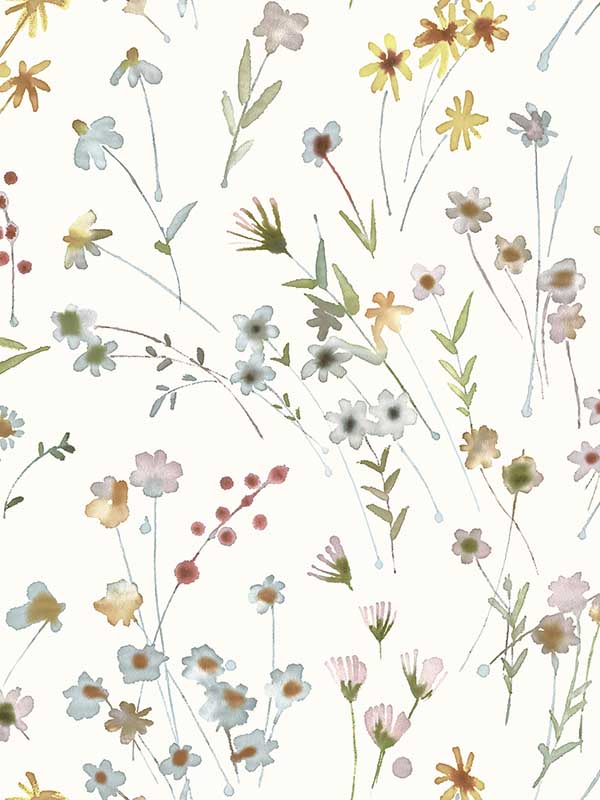 Heidi Watercolor Florals wallpaper in yellow color - pattern number 2980-26174 - by Advantage in the Splash collection