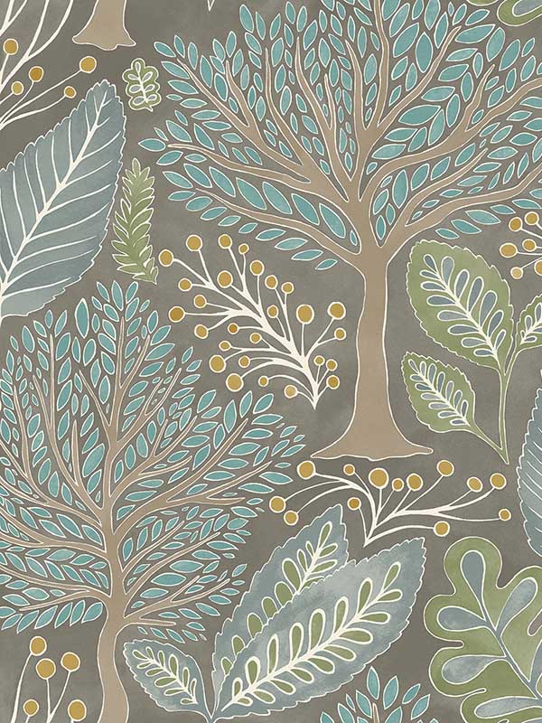 Kiah Forest fabric in taupe color - pattern number 2980-26182 - by Advantage in the Splash collection