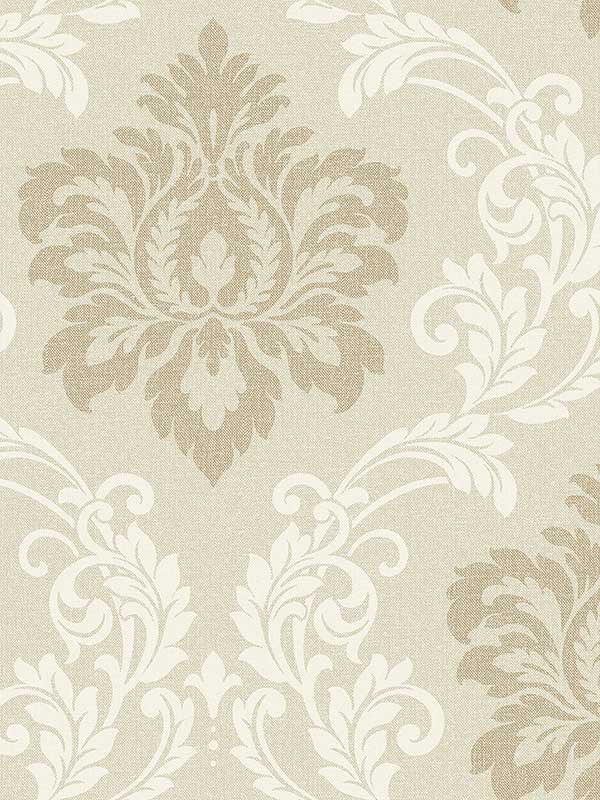 Deco Damask wallpaper in linen color - pattern number DC61605 - by Collins and Company in the Deco 2 collection