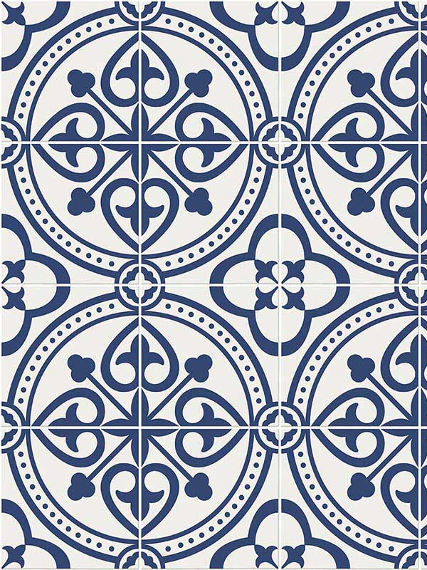 Villa Mar Tile Peel and Stick wallpaper in denim blue color - pattern number LN30312 - by NextWall in the Peel and Stick Wallpaper by Lillian August Luxe Haven 2 collection