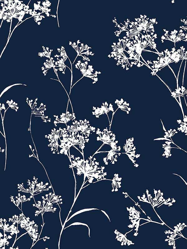 Floral Mist Peel and Stick wallpaper in hampton blue color - pattern number LN30502 - by NextWall in the Peel and Stick Wallpaper by Lillian August Luxe Haven 2 collection