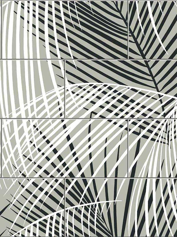 Palm Tile Peel and Stick fabric in ebony and fieldstone color - pattern number LN30700 - by NextWall in the Peel and Stick Wallpaper by Lillian August Luxe Haven 3 collection