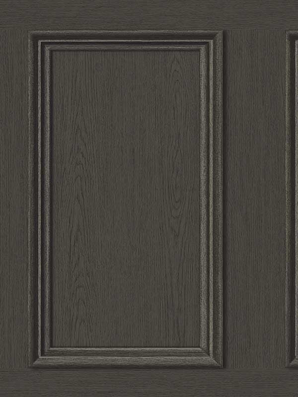 Faux Wood Panel Peel and Stick wallpaper in charcoal color - pattern number SG11810 - by NextWall in the Peel and Stick Wallpaper by Stacy Garcia Sojourn Collection 3 collection