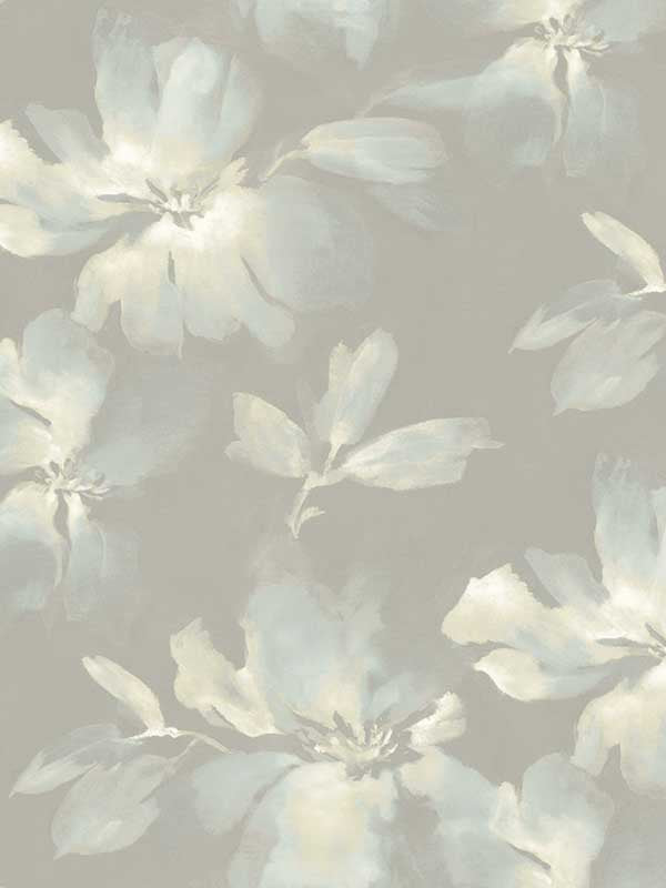 Midnight Blooms Peel and Stick wallpaper in light blue and grey color - pattern number PSW1415RL - by Candice Olson in the Simply Candice Peel and Stick Wallpaper collection