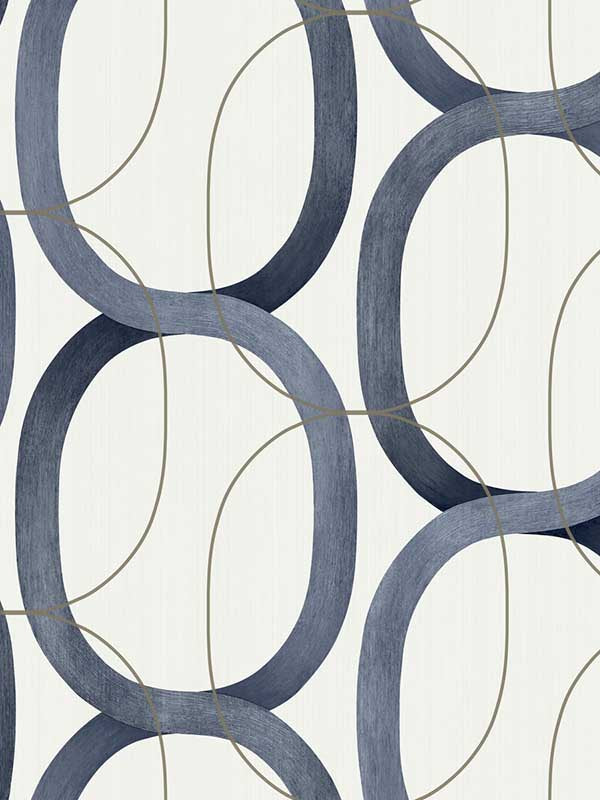 Interlock Peel and Stick wallpaper in navy color - pattern number PSW1420RL - by Candice Olson in the Simply Candice Peel and Stick Wallpaper collection