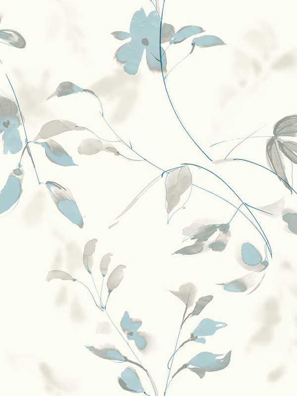 Linden Flower Peel and Stick wallpaper in spa blue color - pattern number PSW1423RL - by Candice Olson in the Simply Candice Peel and Stick Wallpaper collection