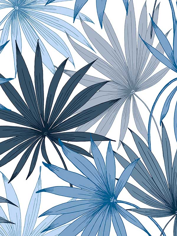 Tropic Palm Toss Peel and Stick wallpaper in blue seas color - pattern number LN31002 - by NextWall in the Peel and Stick Wallpaper by Lillian August Luxe Haven 4 collection