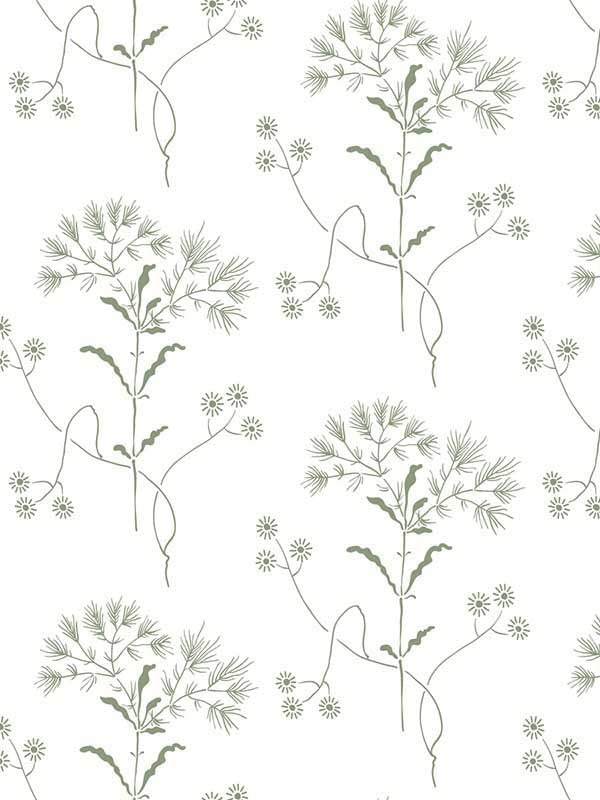 Wildflower Peel and Stick wallpaper in green color - pattern number PSW1503RL - by Magnolia Home by Joanna Gaines in the Magnolia Home Peel and Stick Wallpaper collection