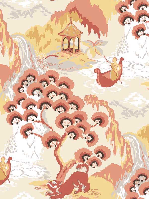 Old Peking Peel and Stick wallpaper in pink lemonade color - pattern number PSW1402RL - by York in the Madcap Cottage Peel and Stick Wallpaper collection