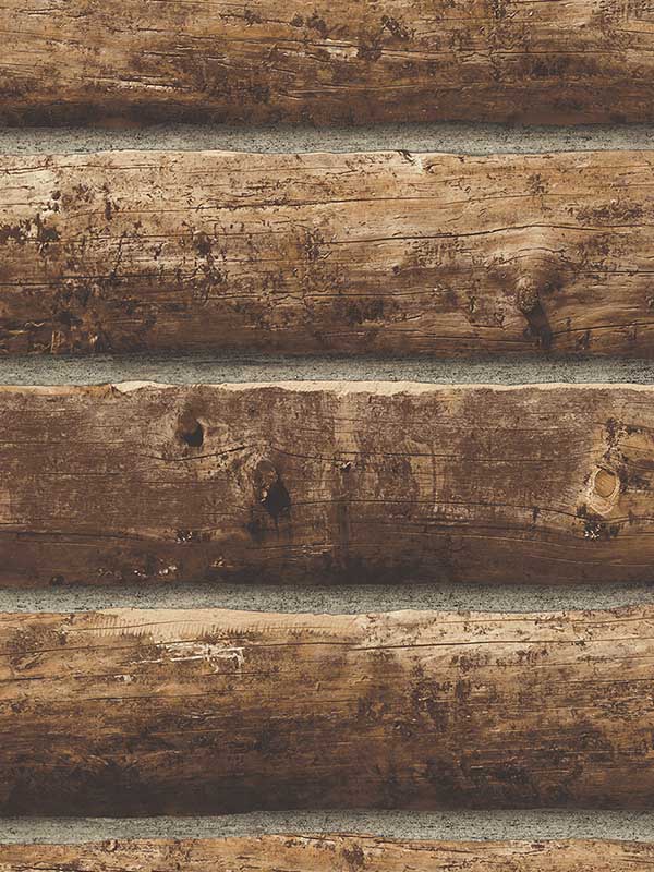 Faux Log Cabin Prepasted fabric in walnut color - pattern number PR10900 - by Seabrook in the Seabrook Prepasted Wallpaper Assortment collection