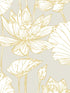 Lotus Floral Prepasted fabric in grey and gold color - pattern number PR11308 - by Seabrook in the Seabrook Prepasted Wallpaper Assortment collection
