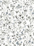 Wildflowers Peel and Stick fabric in charcoal and bluestone color - pattern number NW41900 - by NextWall in the Peel and Stick Wallpaper by Nextwall collection