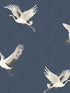 Cranes Peel and Stick wallpaper in denim blue color - pattern number NW42802 - by NextWall in the Peel and Stick Wallpaper by Nextwall collection
