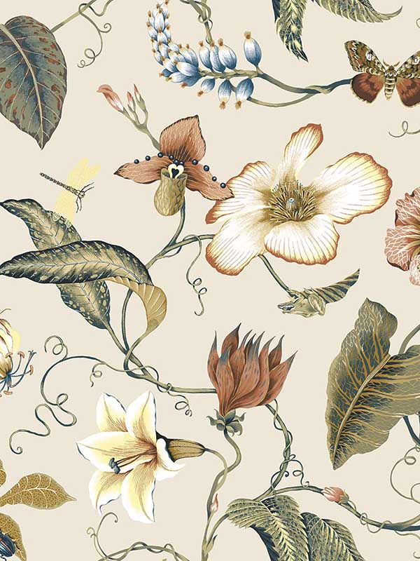 Summer Garden Floral Peel and Stick wallpaper in alabaster color - pattern number NW43005 - by NextWall in the Peel and Stick Wallpaper by Nextwall collection