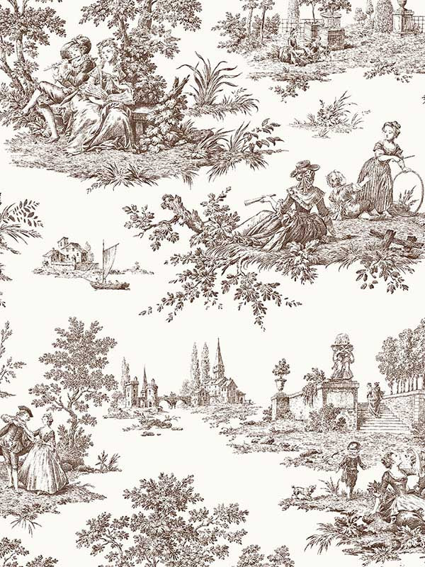 Chateau Toile Peel and Stick fabric in sable brown color - pattern number NW43307 - by NextWall in the Peel and Stick Wallpaper by Nextwall collection