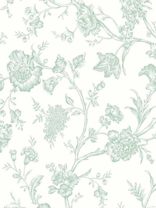 Jasmine Chinoiserie Peel and Stick wallpaper in seaglass color - pattern number NW43404 - by NextWall in the Peel and Stick Wallpaper by Nextwall collection