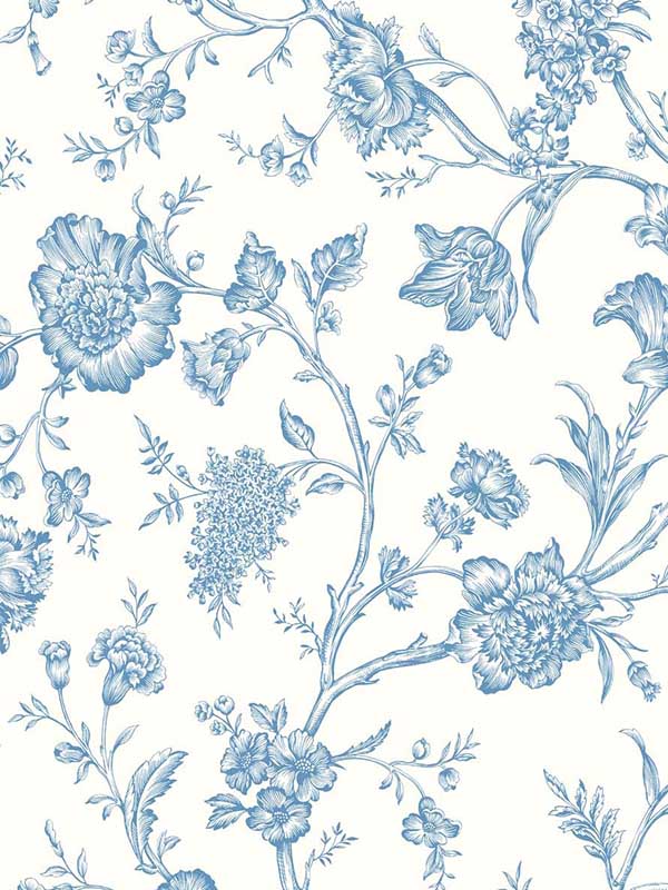 Jasmine Chinoiserie Peel and Stick wallpaper in carolina blue color - pattern number NW43412 - by NextWall in the Peel and Stick Wallpaper by Nextwall collection