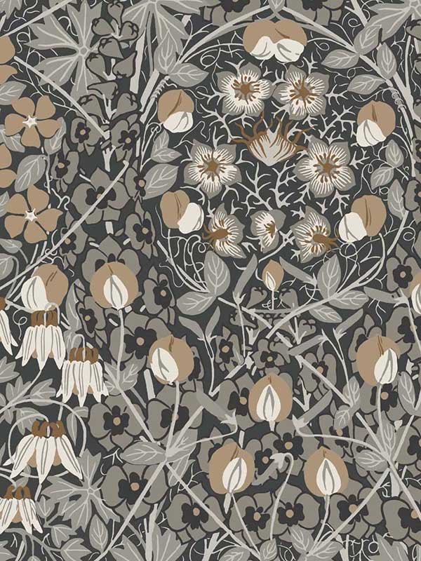 Tulip Garden Peel and Stick wallpaper in wrought iron and chamois color - pattern number NW43805 - by NextWall in the Peel and Stick Wallpaper by Nextwall collection