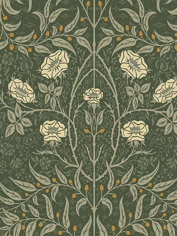 Stenciled Floral Peel and Stick wallpaper in evergreen color - pattern number NW43904 - by NextWall in the Peel and Stick Wallpaper by Nextwall collection