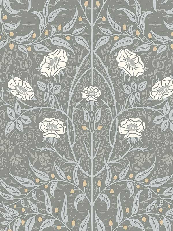 Stenciled Floral Peel and Stick wallpaper in alloy grey color - pattern number NW43908 - by NextWall in the Peel and Stick Wallpaper by Nextwall collection