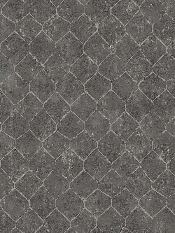 Rauta Hexagon Tile wallpaper in pewter color - pattern number 4105-86654 - by A Street Prints in the Lumina collection