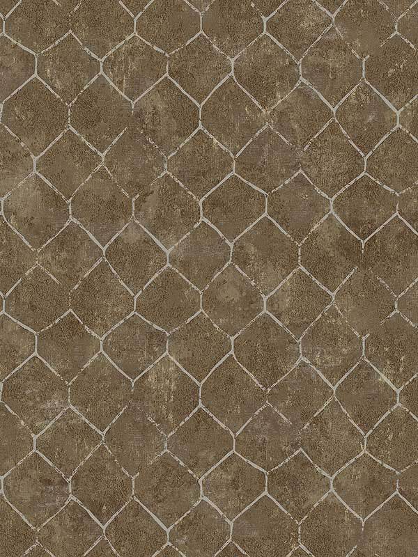 Rauta Hexagon Tile wallpaper in brass color - pattern number 4105-86655 - by A Street Prints in the Lumina collection