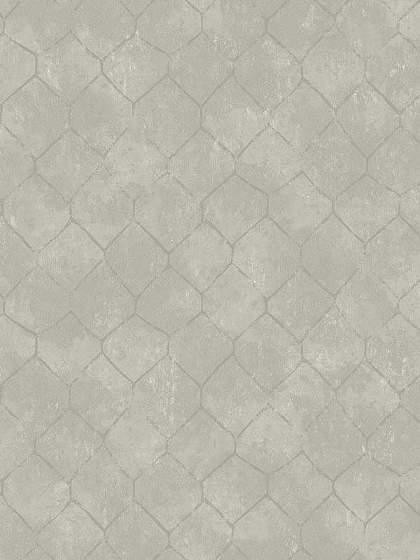 Rauta Hexagon Tile wallpaper in silver color - pattern number 4105-86656 - by A Street Prints in the Lumina collection