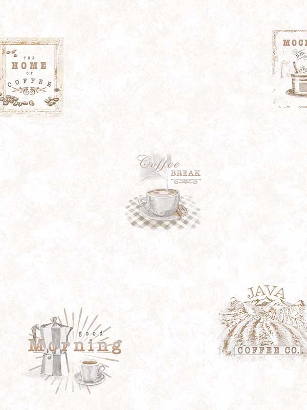Coffee fabric in beige color - pattern number G45414 - by Galerie in the Just Kitchens collection