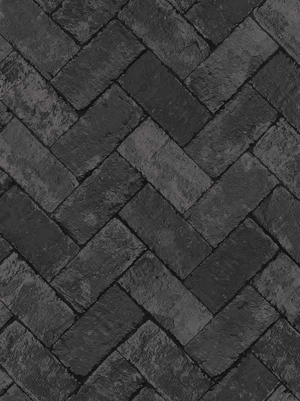 Herringbone Brick fabric in black color - pattern number G45426 - by Galerie in the Just Kitchens collection