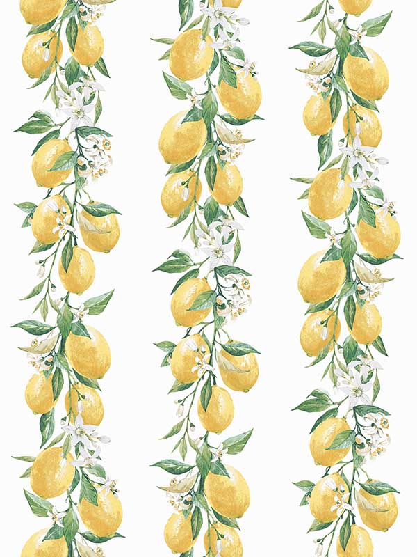 Lemon Stripe wallpaper in yellow white green color - pattern number G45441 - by Galerie in the Just Kitchens collection