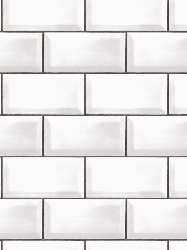 Metro Tile wallpaper in black white color - pattern number G45445 - by Galerie in the Just Kitchens collection