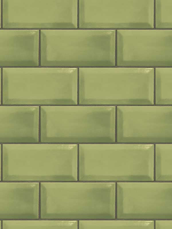 Metro Tile wallpaper in green color - pattern number G45446 - by Galerie in the Just Kitchens collection
