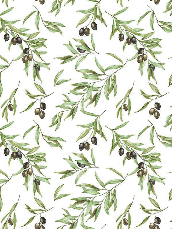 Olive Drupe wallpaper in green black white color - pattern number G45450 - by Galerie in the Just Kitchens collection