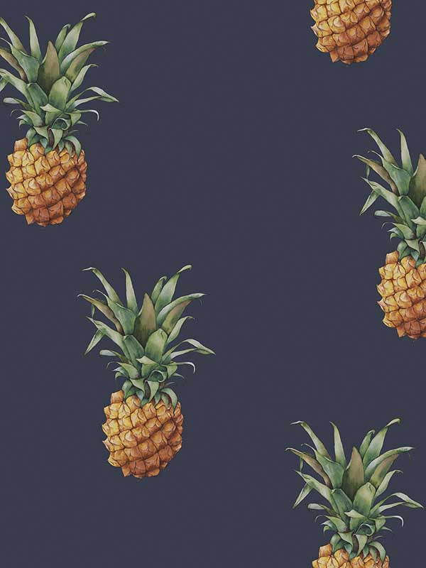 Pineapples wallpaper in navy color - pattern number G45451 - by Galerie in the Just Kitchens collection