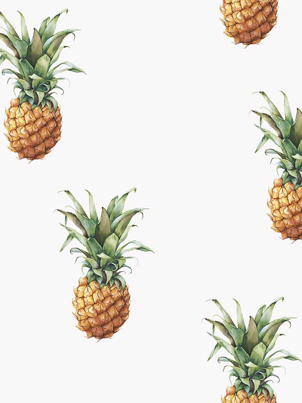 Pineapples wallpaper in white green brown color - pattern number G45453 - by Galerie in the Just Kitchens collection