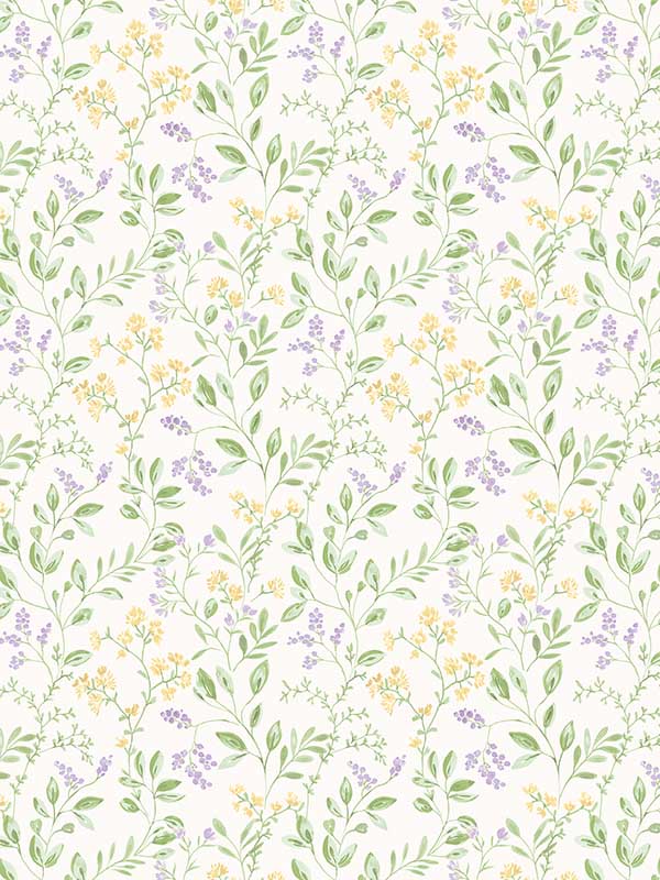 Spring Leaf Trail fabric in lilac yellow green color - pattern number G45456 - by Galerie in the Just Kitchens collection