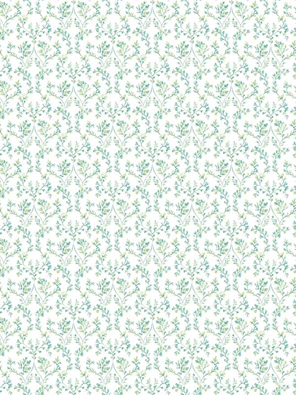 Ogee Floral wallpaper in emerald green turquoise color - pattern number G56680 - by Galerie in the Small Prints collection