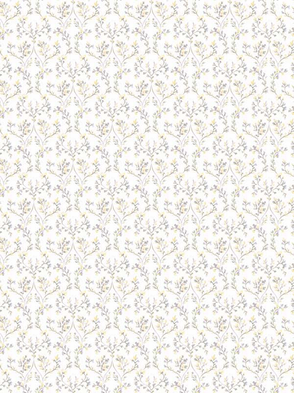 Ogee Floral wallpaper in grey yellow color - pattern number G56681 - by Galerie in the Small Prints collection