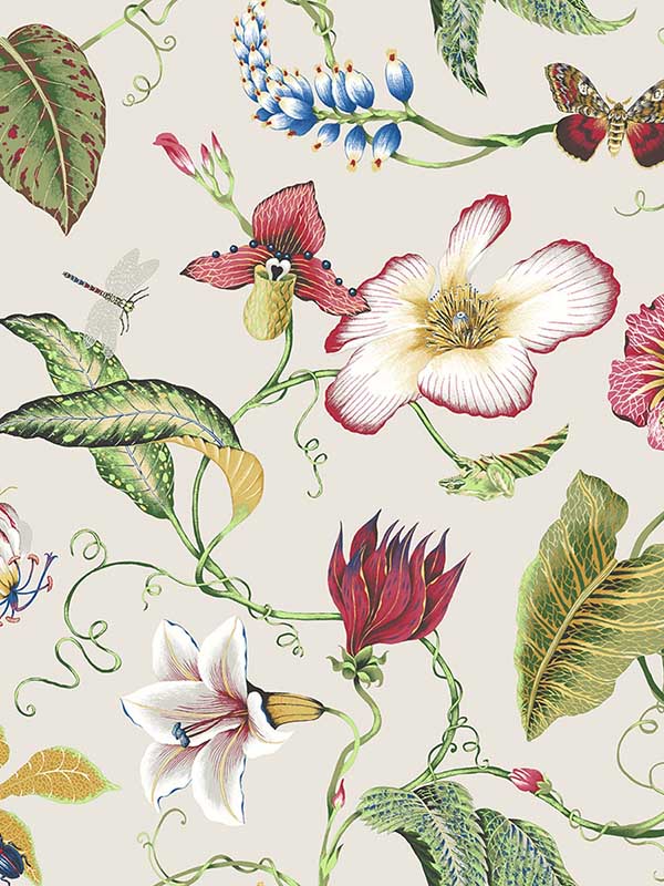 Summer Garden Floral Peel and Stick wallpaper in raspberry and chartreuse color - pattern number NW43001 - by NextWall in the Peel and Stick Wallpaper by Nextwall collection