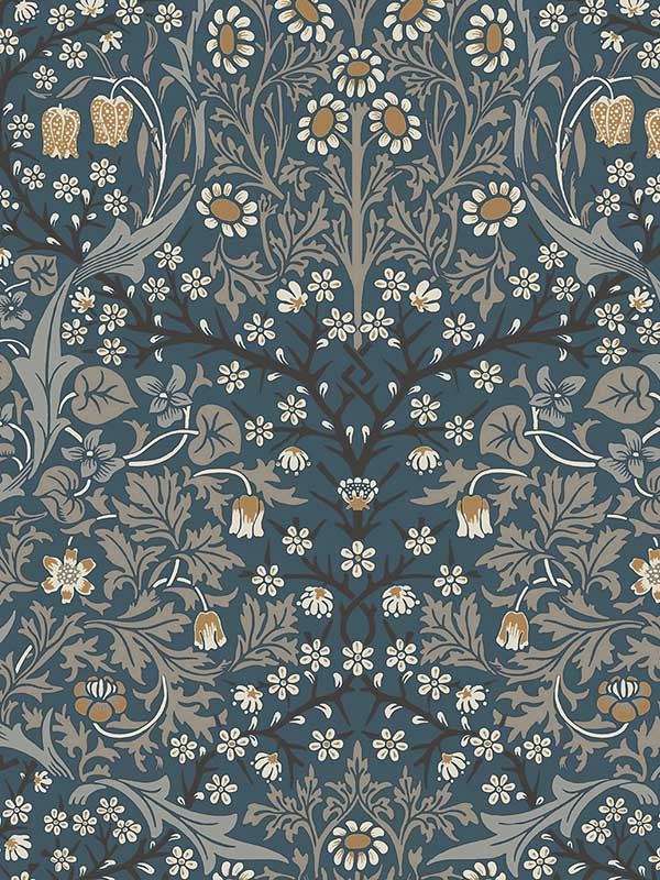 Victorian Garden Peel and Stick fabric in aegean blue and warm stone color - pattern number NW44512 - by NextWall in the Peel and Stick Wallpaper by Nextwall collection