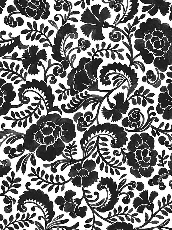 Tonal Paisley Peel and Stick fabric in dark ash color - pattern number NW45500 - by NextWall in the Peel and Stick Wallpaper by Nextwall collection