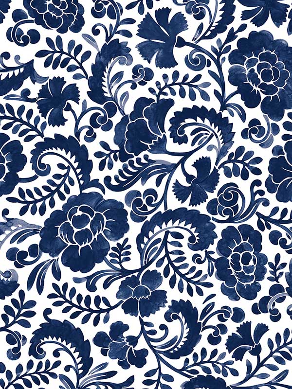 Tonal Paisley Peel and Stick fabric in navy color - pattern number NW45502 - by NextWall in the Peel and Stick Wallpaper by Nextwall collection