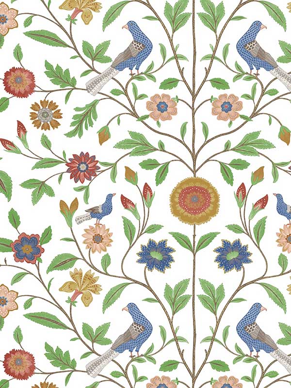 Bird Toile Peel and Stick wallpaper in white color - pattern number NW45901 - by NextWall in the Peel and Stick Wallpaper by Nextwall collection