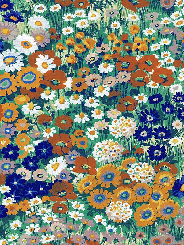 Floral Meadow Peel and Stick wallpaper in summer glades and terra cotta color - pattern number NW46106 - by NextWall in the Peel and Stick Wallpaper by Nextwall collection